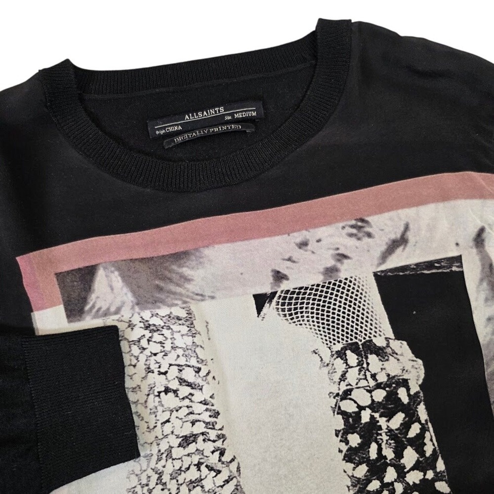ALLSAINTS Women's M Paradiso Sweater Digitally Printed‎ Wool Silk Blend Black
